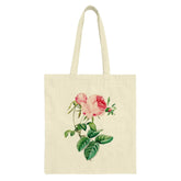Pink Rose Tote Bag, Floral Design Bag, Botanical Print Tote, Cottagecore Aesthetic Bag, Vintage Style Shopping Bag, Cute Gift for Her - Tawshia
